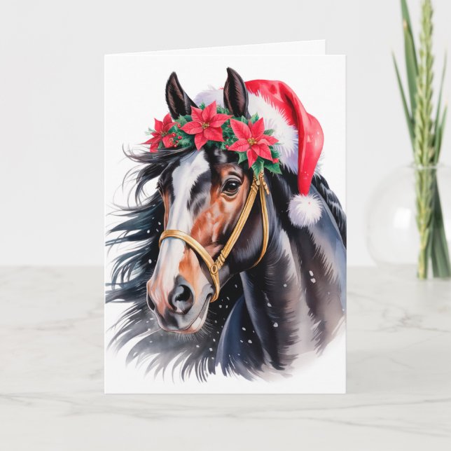 Tarjeta Festiva  Horsey Christmas Greeting Card  (Anverso)