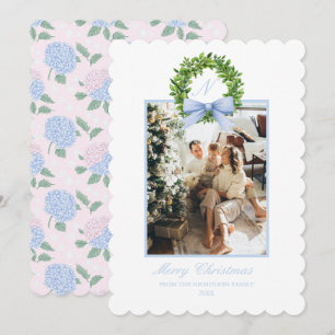 Tarjeta Festiva Hortensias rosadas y azules grandmillennial del su