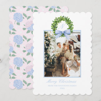 Tarjeta Festiva Hortensias rosadas y azules grandmillennial del su