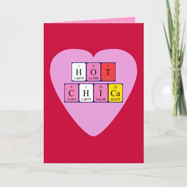 Tarjeta Festiva Hot Chica periodic table Valentine card (Anverso)