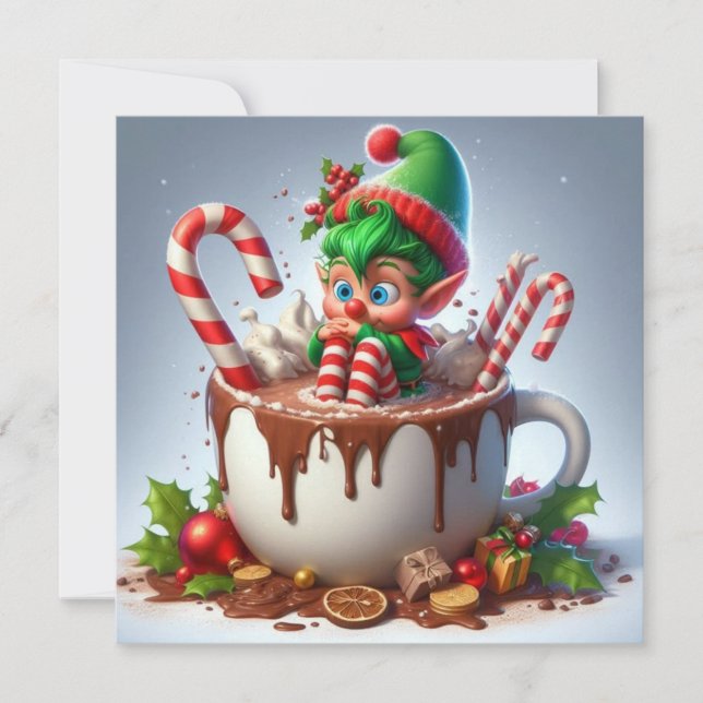 Tarjeta Festiva Hot coco Flat Holiday Card (Anverso)
