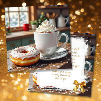 Tarjeta Festiva Hot Cocoa and Christmas Donuts Festive Poem