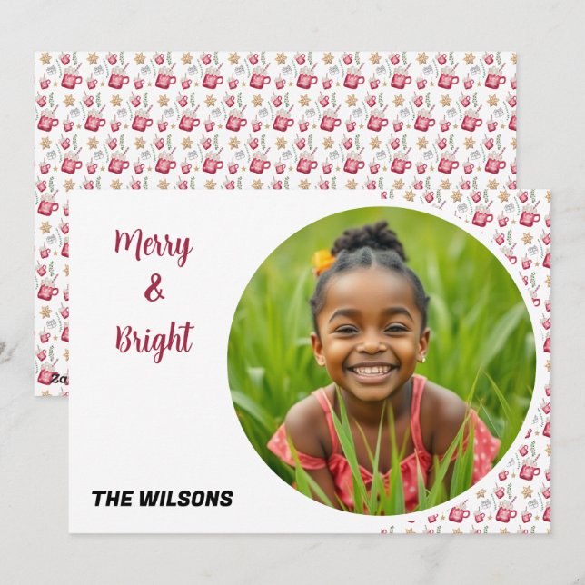 Tarjeta Festiva Hot Cocoa Holiday Party Watercolor Art (Anverso / Reverso)