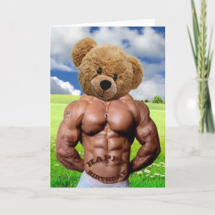 Tarjeta Festiva Hot Stud Man Teddy Bear Funny Birday Card
