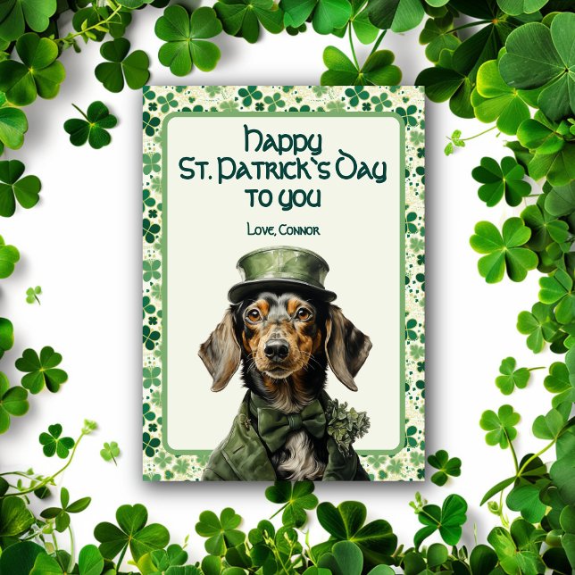 Tarjeta Festiva Hound de la suerte: Perro cazador de St. Patrick (Subido por el creador)