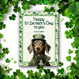 Tarjeta Festiva Hound de la suerte: Perro cazador de St. Patrick