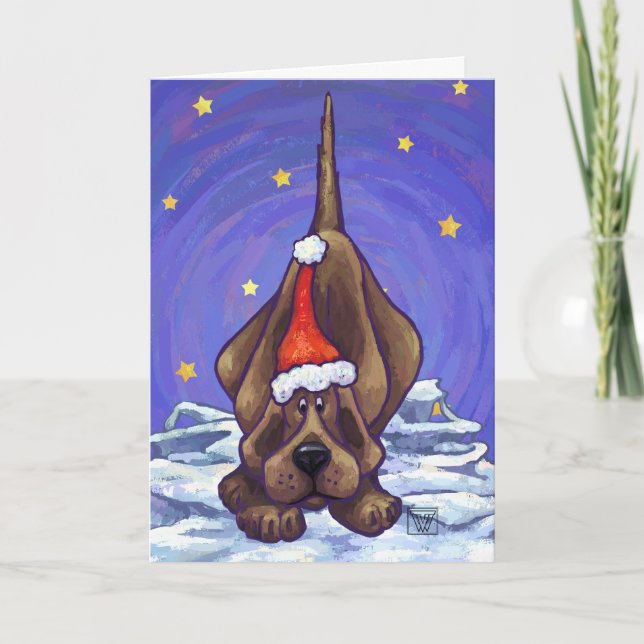 Tarjeta Festiva Hound Dog Happy Howlidays Card (Anverso)