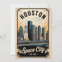 Houston Texas Espacio Ciudad Viaje Retro Vintage