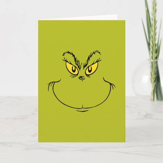 Tarjeta Festiva How Grinch Stole Christmas Face (Anverso)