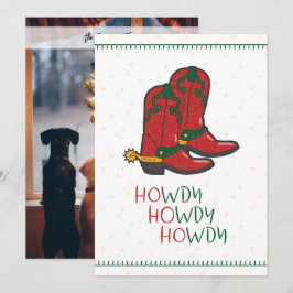 Tarjeta Festiva HOwdy HOwdy Navidades Cowboy Boots Foto