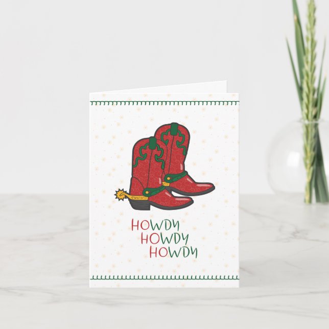 Tarjeta Festiva HOwdy HOwdy Navidades Cowboy Boots Foto (Anverso)