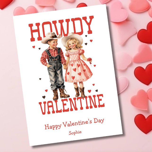 Tarjeta Festiva Howdy Valentine wsterine niños Día de San Valentín (Subido por el creador)
