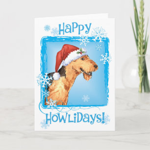 Tarjeta Festiva Howliday feliz Airedale