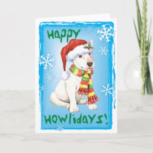 Tarjeta Festiva Howliday feliz bull terrier