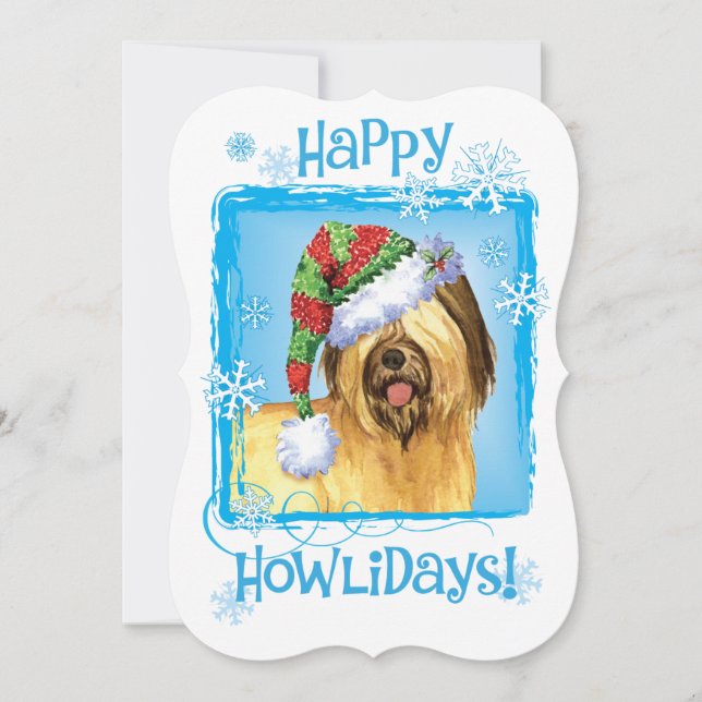 Tarjeta Festiva Howlidays feliz Briard (Anverso)