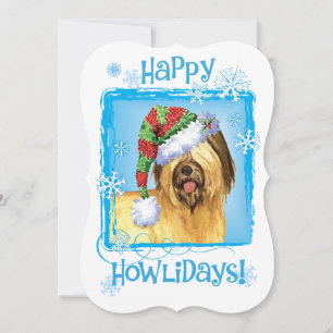 Tarjeta Festiva Howlidays feliz Briard