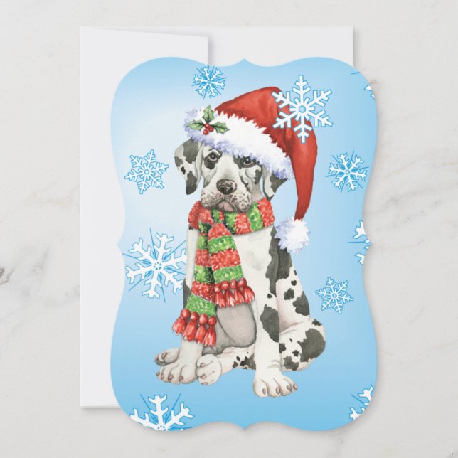 Tarjeta Festiva Howlidays feliz great dane (Anverso)