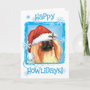 Tarjeta Festiva Howlidays feliz Pekingese
