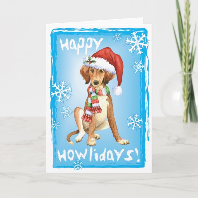 Tarjeta Festiva Howlidays feliz Saluki (Anverso)