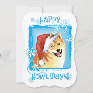Tarjeta Festiva Howlidays feliz Shiba Inu