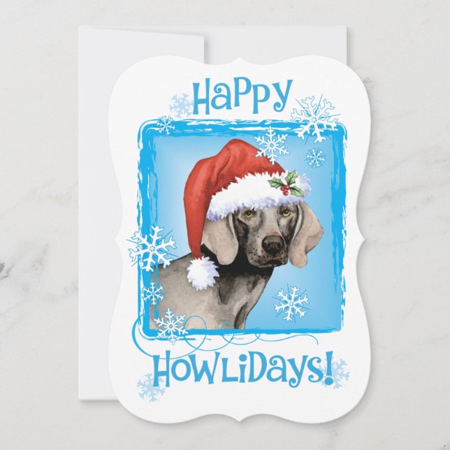 Tarjeta Festiva Howlidays feliz Weimaraner (Anverso)