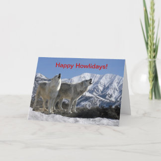 Tarjeta Festiva Howling Wolf Holiday Card
