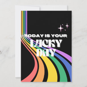 Tarjeta Festiva Hoy es tu día de suerte, Chica afortunado y afortu