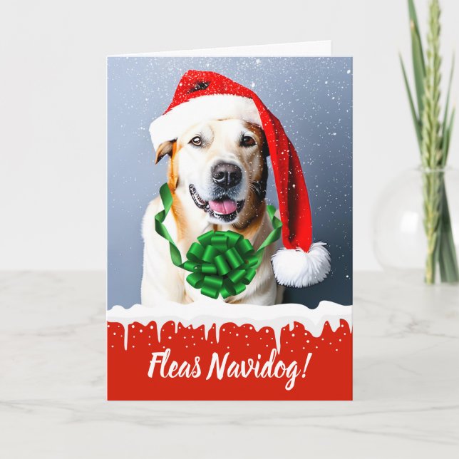 Tarjeta Festiva Huelgas de Navidog ordeñan a Navidades en la nieve (Anverso)