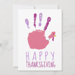 Tarjeta Festiva Huella de Turquía niño Feliz Día de Acción de Grac