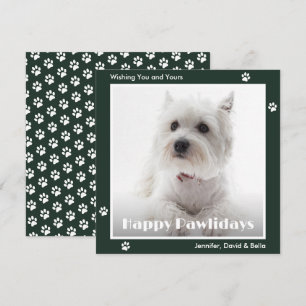 Tarjeta Festiva Huellas de patas de perro Westie Foto de mascota V