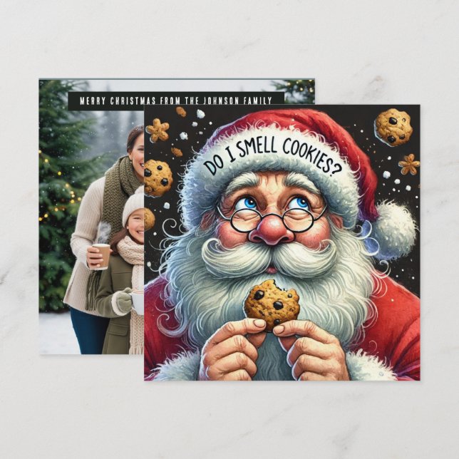 Tarjeta Festiva Huelo galletas Santa (Anverso / Reverso)