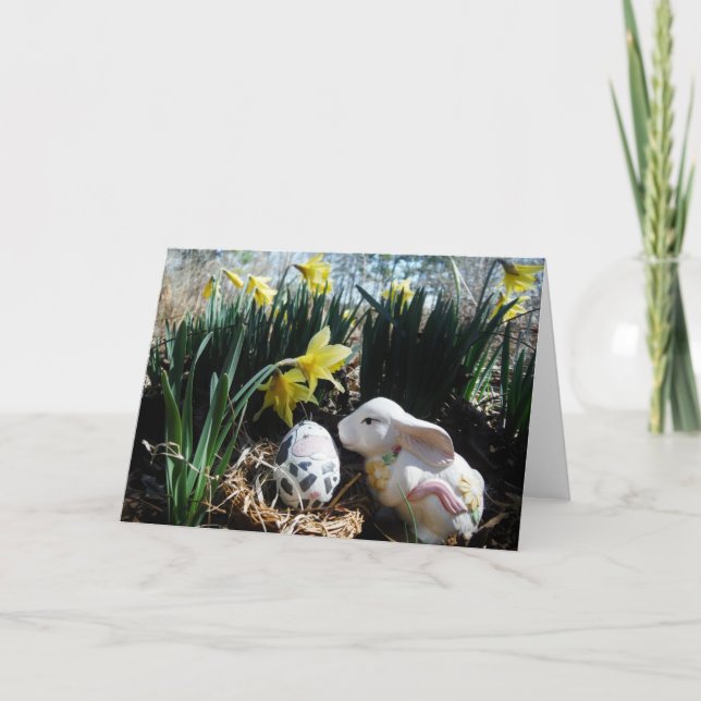 Tarjeta Festiva Huevo blanco del conejo y de la vaca (Anverso)