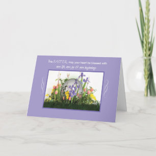 Tarjeta Festiva Huevo de bendición de Pascua en flores y religión