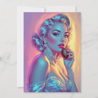 Tarjeta Festiva Huevo de Chocolate Rubia Pin-Up