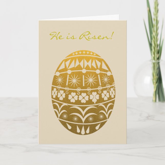 Tarjeta Festiva Huevo de Pascua de Oro (Anverso)