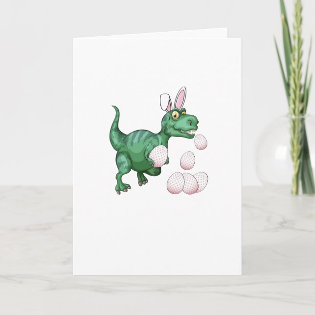 Tarjeta Festiva Huevo de Pascua divertido del conejito de T-Rex (Anverso)