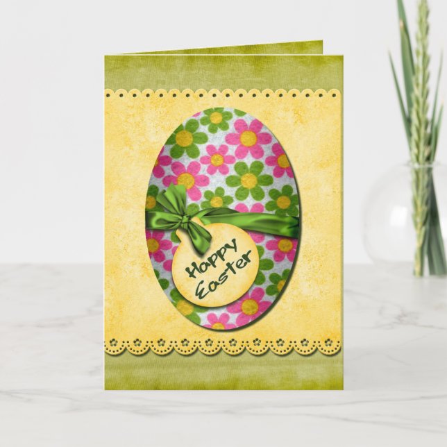 Tarjeta Festiva Huevo de Pascua Feliz de las Flores (Anverso)