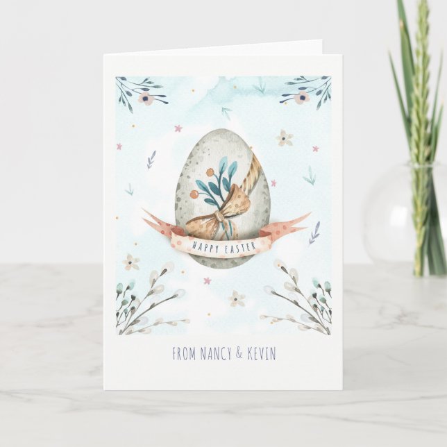 Tarjeta Festiva Huevo de Pascua Feliz Pascua (Anverso)