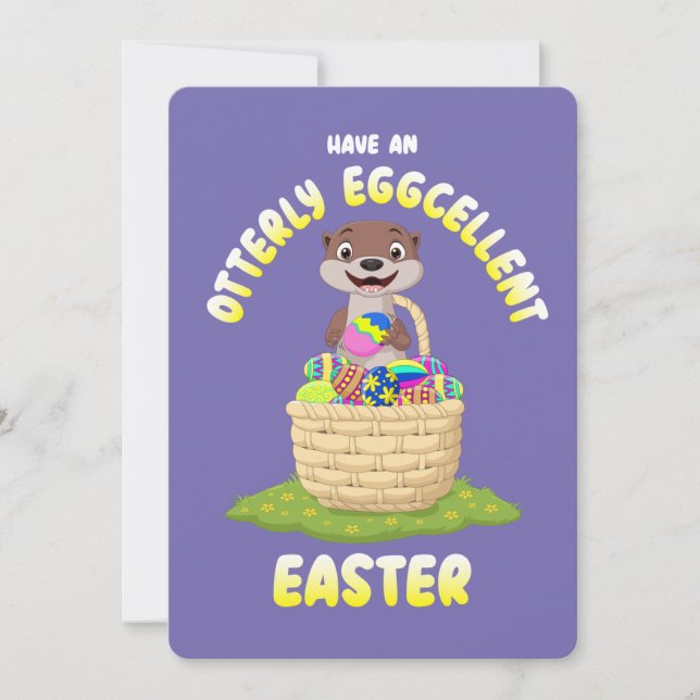Tarjeta Festiva Huevo de Pascua Otter, Personalizado totalmente Eg (Anverso)