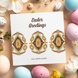 Tarjeta Festiva Huevo de Pascua Pintado Retro 