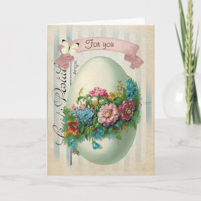 Tarjeta Festiva Huevo de Pascua Victoriano (Anverso)