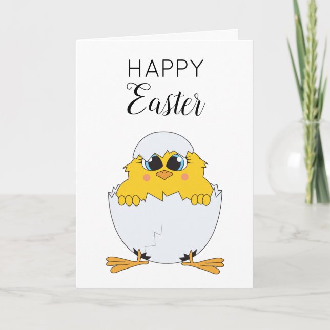 Tarjeta Festiva Huevo de Pascua y pollo Feliz Pascua (Anverso)