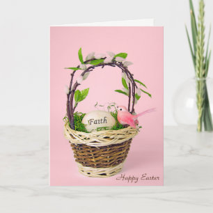Tarjeta Festiva Huevo inspirador de Pascua en cesta