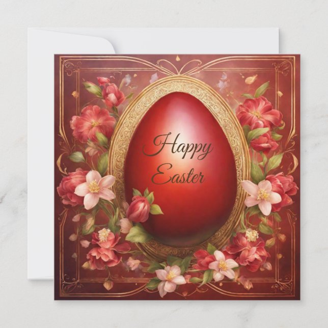 Tarjeta Festiva Huevo rojo feliz de la Pascua (Anverso)
