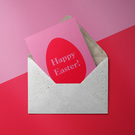 Tarjeta Festiva Huevo rojo y rosa mínimo Pascua
