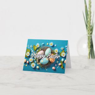 Tarjeta Festiva Huevos alegres y coloridos Feliz Pascua