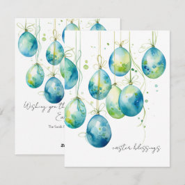 Tarjeta Festiva Huevos Bondi Blue y Spring Easter en Cadena de Oro