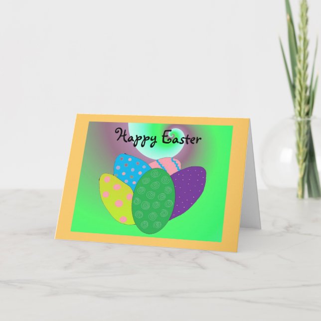 Tarjeta Festiva Huevos coloridos de Pascua (Anverso)