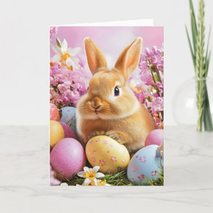Tarjeta Festiva Huevos coloridos del conejo de Pascua