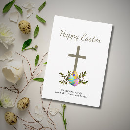 Tarjeta Festiva Huevos con decoración de Pascua Botánica Religiosa